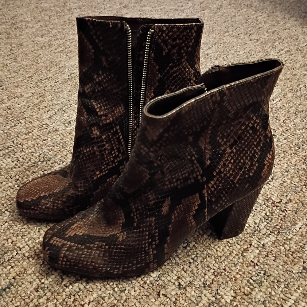 Steve Madden Dark Brown Snakeskin Ankle Booties
